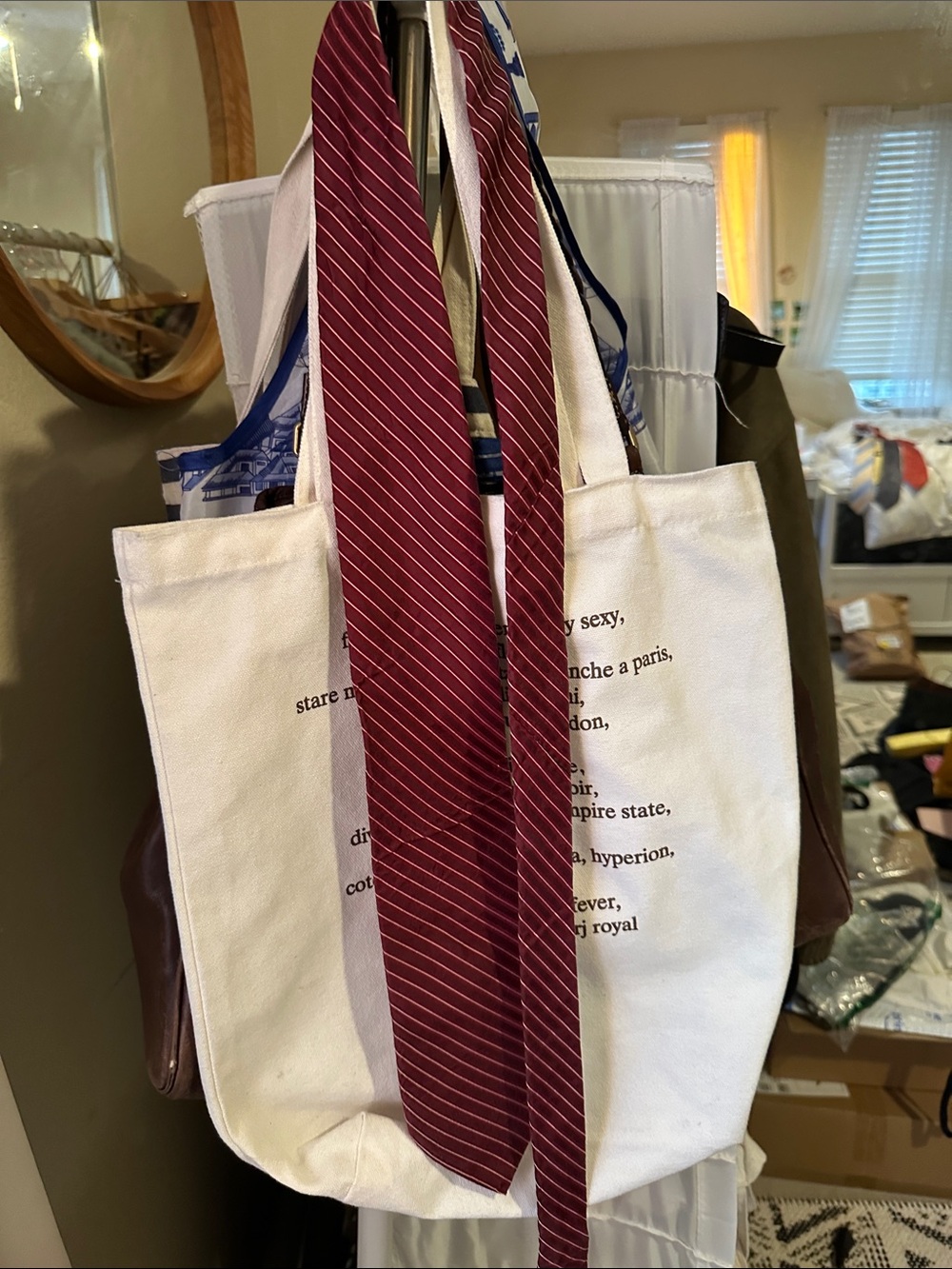 DKNY Men's Burgundy Striped Silk Tie